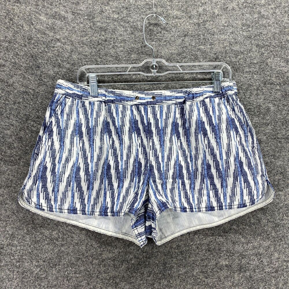 J. Crew Shorts Women M Medium Blue White Linen Mid Rise